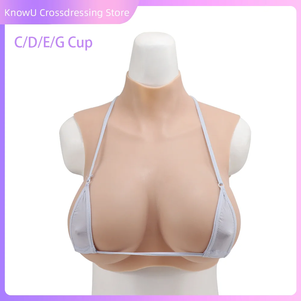 KnowU C/D/E/G Cup Breast Forms False Tits Flared Breasts Natural Sagging Big Fake Boobs Shemale Transgender Crossdresser Cosplay