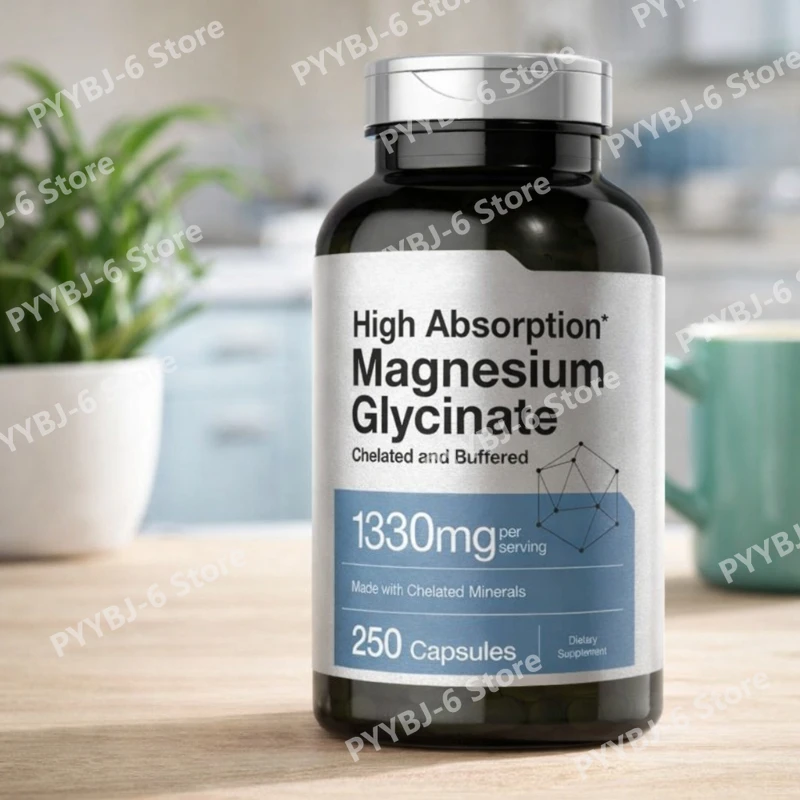 Magnesium Glycinate 1330mg (Elemental Magnesium) 250 Capsules Chelated Buffered Minerals Non-GMO Gluten Free Dietary Supplement