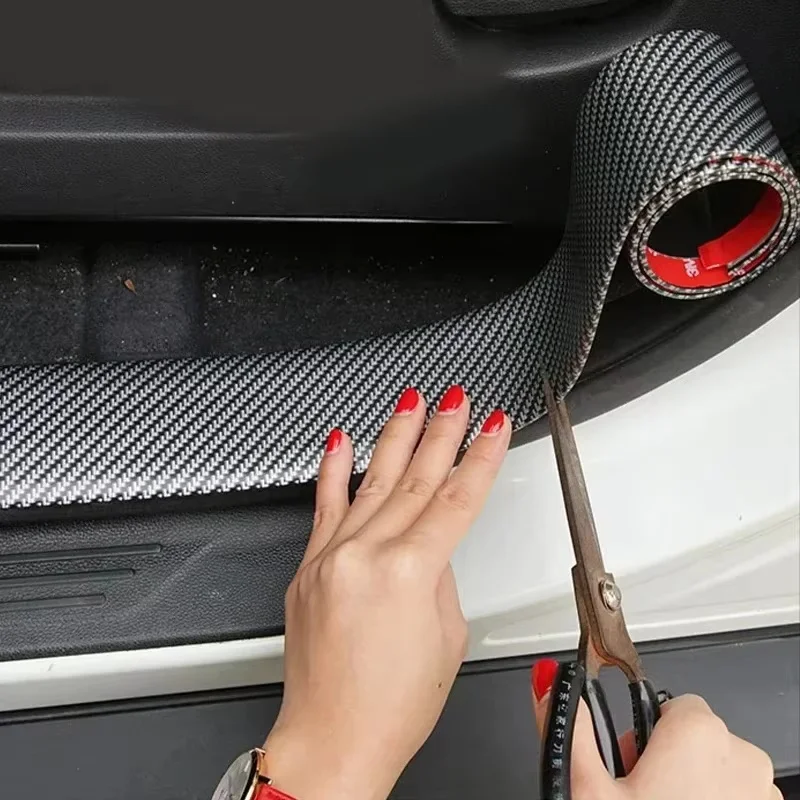 Universal Car Stickers Doorsill Bumper Threshold Step Carbon Fiber Protector Guard Strip Sticker Anti Scratch Strips Film