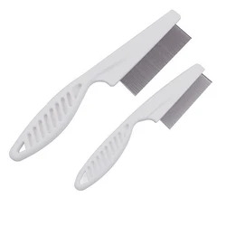 Dog Cat Flea Comb White Blue Pet Removal Massage Comb Wool Grooming Accessories Stainless Steel Pin Pet Hair Cleaning Tool