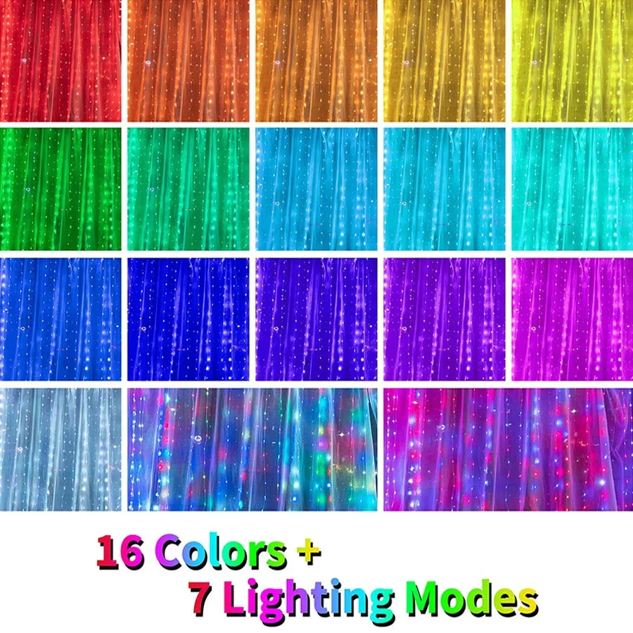 LED Window Curtain Light RGB Color Changing PVC Fairy Light Garland With Remote 3X1M 3X3M Icicle Light For Party Wedding Decor