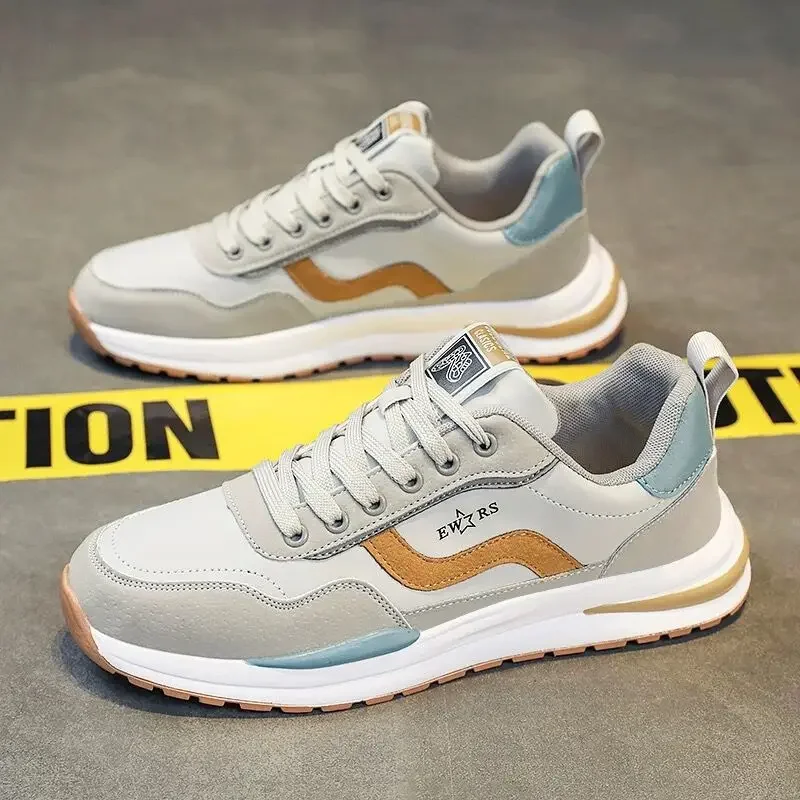Sapatos masculinos 2025 primavera respirável tênis de corrida tendência versátil sapato casual sola grossa pai masculino sapato na moda