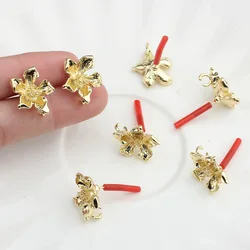 Flower-shaped Zinc Alloy Earring Findings for DIY Handmade Jewelry Exquisite and Durable 6pcs/lot
