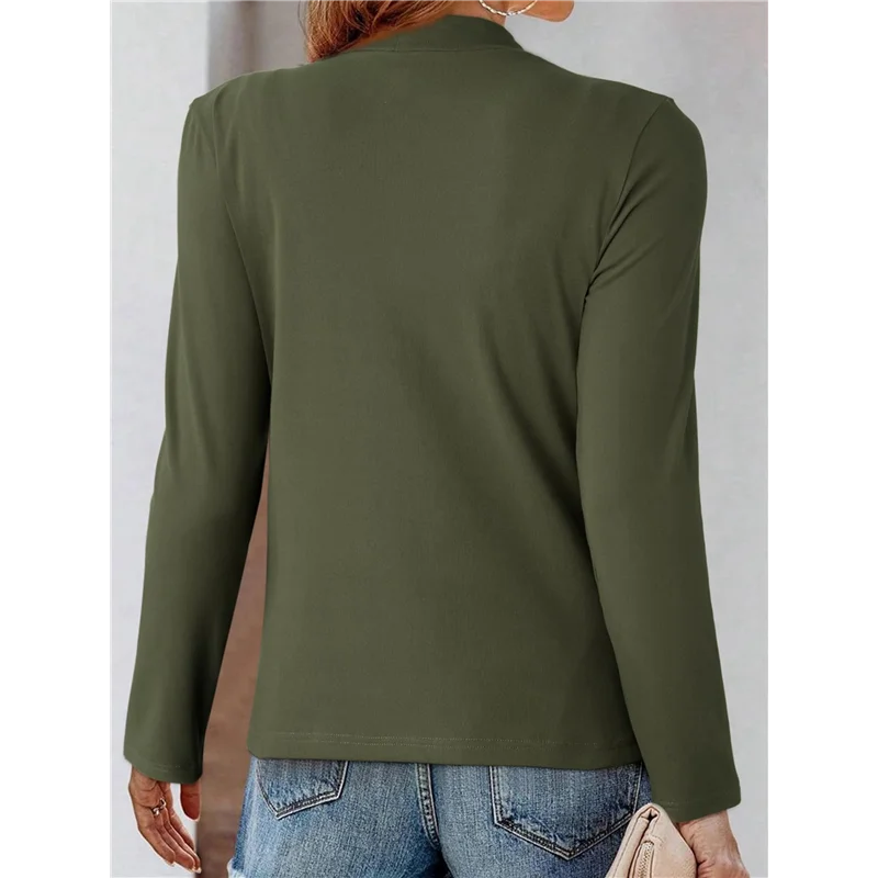 

ASDS-Womens Long Sleeve Thermal Twist Knot Mock Neck Business Casual Slim Fit Soft Stretch Tees Blouses
