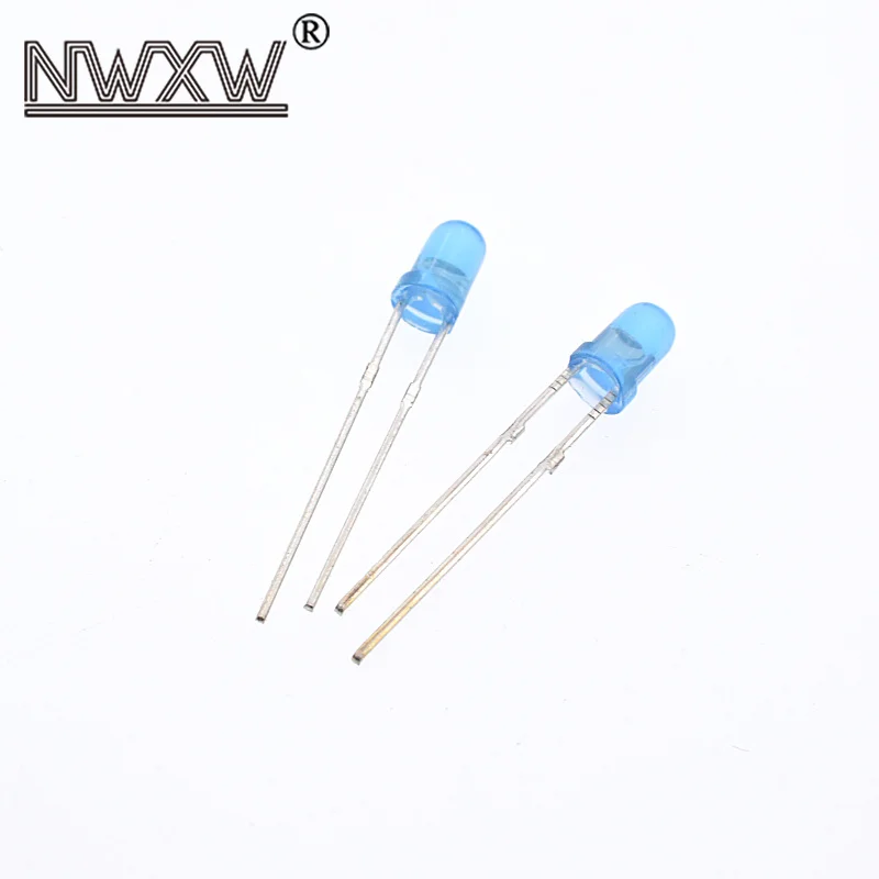 50 Buah/Lot 3MM/F3 LED Rambut Putih Merah Kuning Biru Hijau Kepala Bulat Steker Lurus