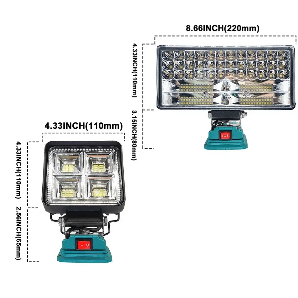 Imagem -03 - Livre Conduziu a Luz de Trabalho Bateria de Lítio Fornecida Lâmpada de Iluminação Porta Usb ao ar Livre Holofote para Makita 18v Bateria sem Bateria 21v ao ar