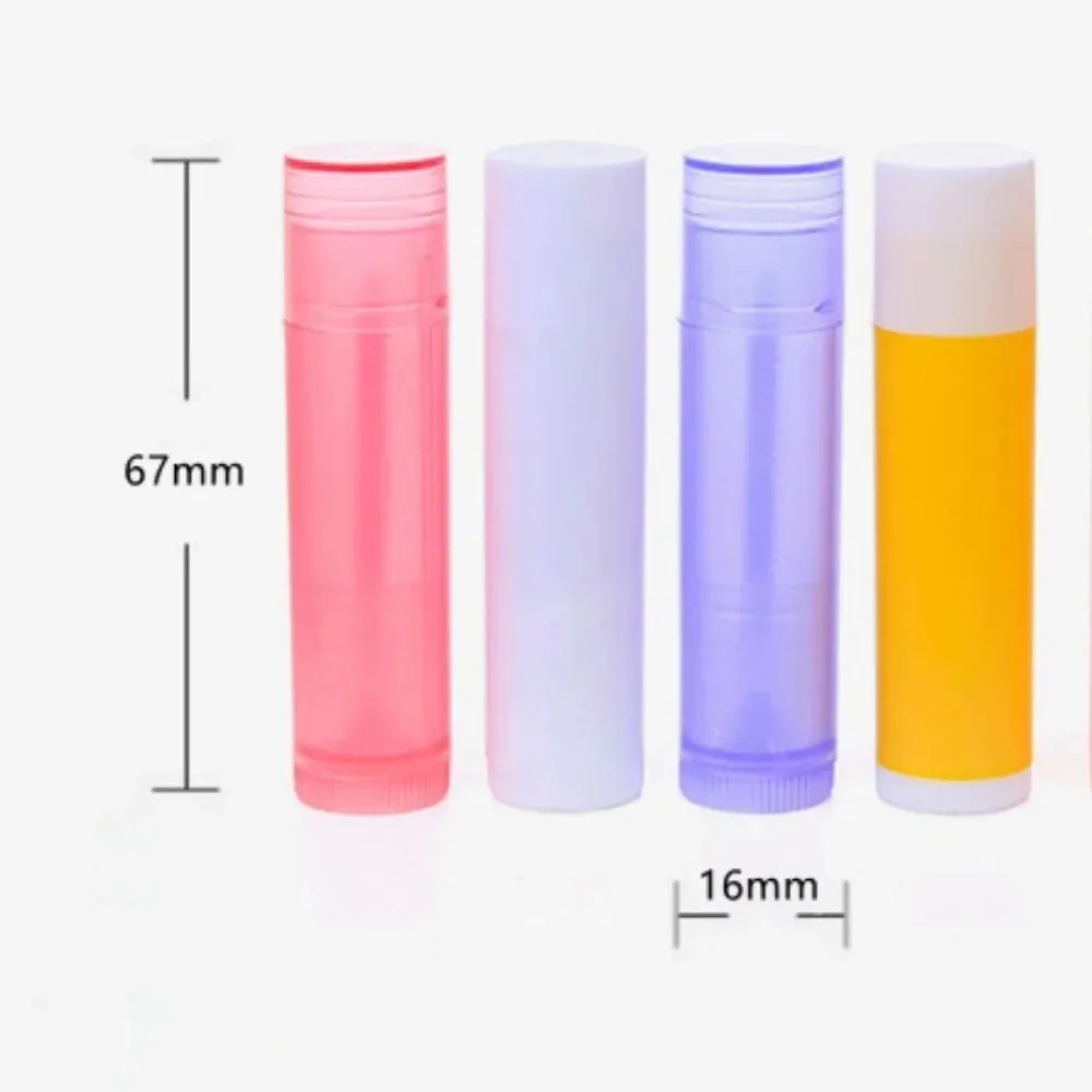 50Pcs/lot 5ml Colorful Lip Balm Lipstick Tube Refillable Cosmetic Empty Containers Clear Travel Bottle DIY Lipstick Sample Stick