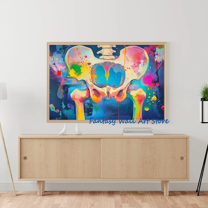 Anatomy of The Spine Abstract Cervical Spine Anatomy Dentistry Watercolors Poster Canvas Painting Wall Pictures Home Room Decor