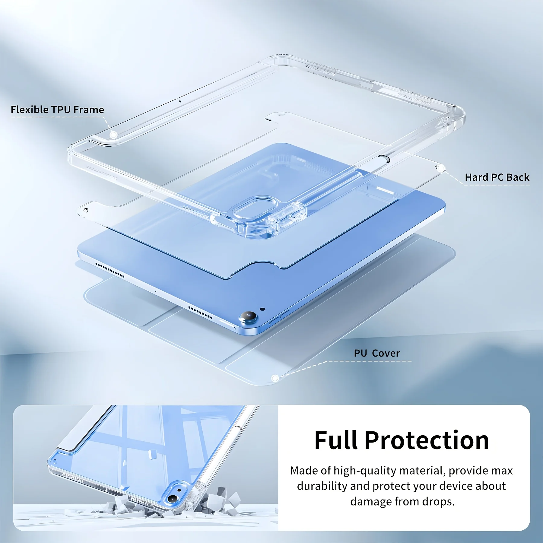 Case for iPad Mini Air Pro 1 2 3 4 5 6 7 8 9 10 11 8.3 9.7 10.2 10.5 10.9 11 12.9 13 Transparent Acrylic Auto Wake Sleep Cover