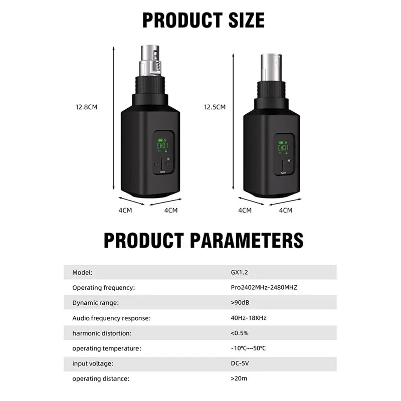 ABLB-Professional Wireless Microphone Converter Wireless System For Guitar XLR Transmitter And Receiver Dynamic Microphone