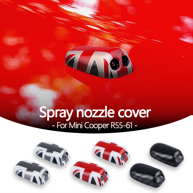 

2PCS For MINI Cooper R50 R52 R53 R55 R56 R57 R58 R59 R60 R61 Car Wiper Water Spray Nozzle Cover Stickers Auto Accessories