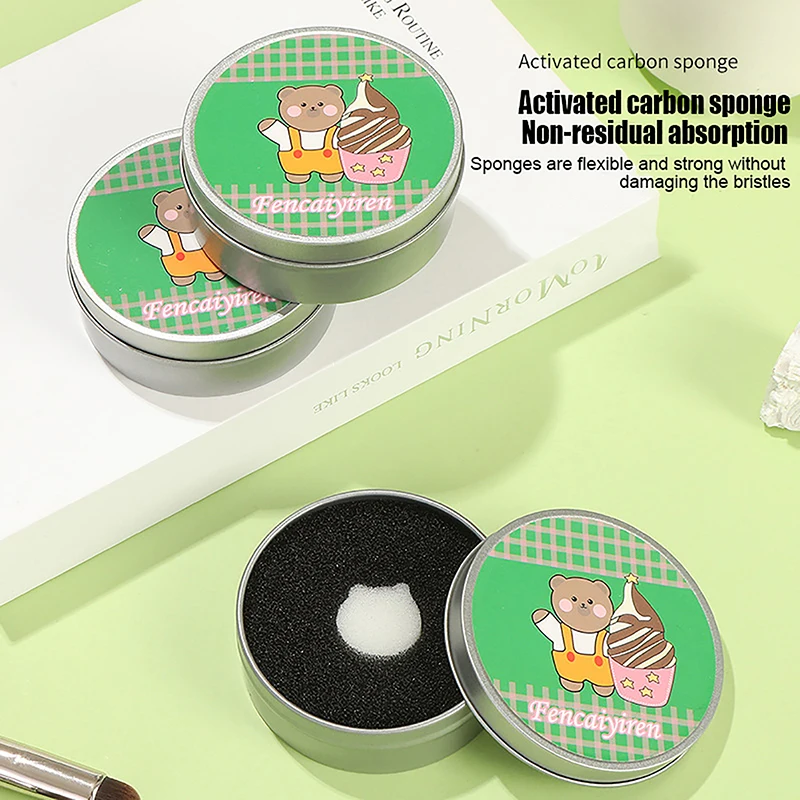 1Pcs Double-Use Makeup Brush Dry Cleaner Box Eye Shadow Brush Color Remover Sponge with Brush Washing Scrubber Cleaning Kit