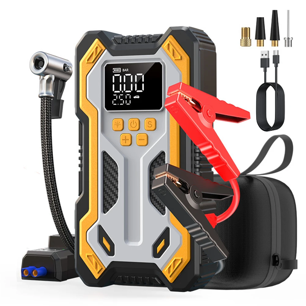 All-in-One Notfall-Starthilfegerät mit Luftkompressor 7000A Autobatterie-Booster für 9.0 Benzin-/6.5L Dieselmotoren