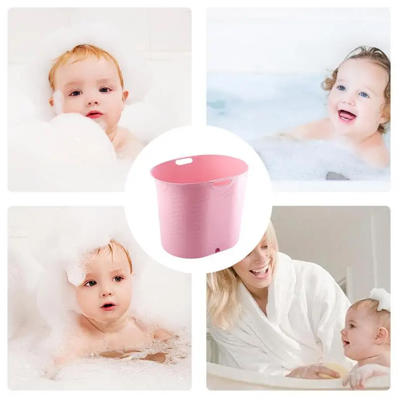 Child Bathtub High Temperature Resistant Comfort Baby Bathtub With Drainage Safe Portable Bath Bucket Travel Toddler Supplies