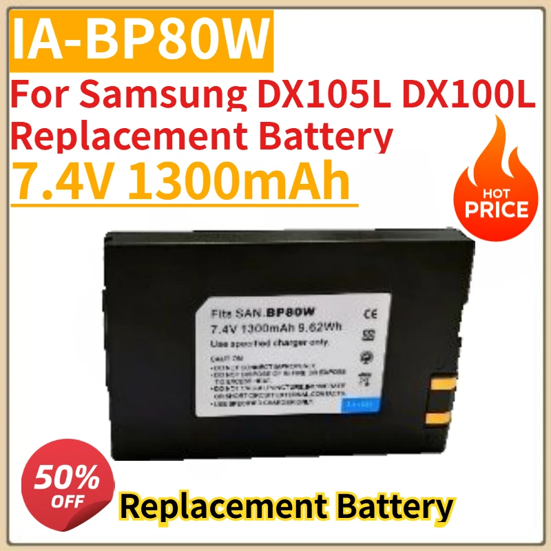 

Высококачественный новый аккумулятор для камеры IA-BP80W, 7,4 В, 1300 мАч, для Samsung DX105L DX100L, сменный аккумулятор