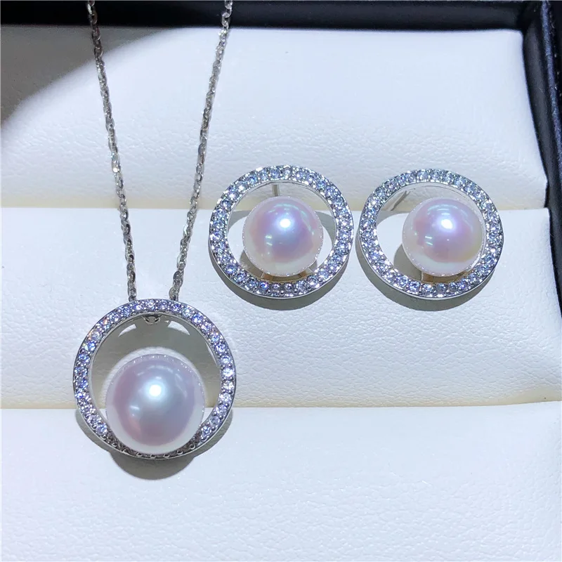 

Beautiful AAA Pearl 18K Gold Wrapped Copper Thick Gold Plated Beautiful Pendant Earring Set 7-8mm 8-9mm