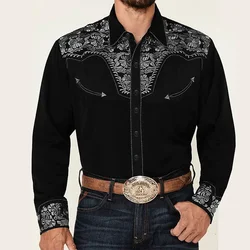 Tribal western men's top shirt pattern blue pink black trendy fashion casual party high quality material 2023 new suit