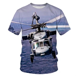 T-shirts 3D Print Helicopter Summer Children's Round Neck TShirt Oversized Boys Girls Unisex Fashion Loose Street Kids Clothing