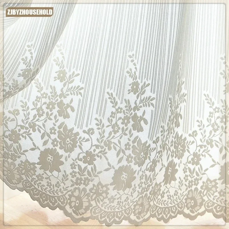 

Custom Size White Warp Woven Lace Window Curtains for Living Dining Room Bedroom European Door Tablecloth Curtains Wedding Decor