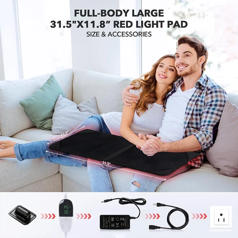 Flexible Red Light Therapy Mat Hands Free Body Wrap with Controller 5 Levels Brightness for Muscle Relaxation Leg Abdomen
