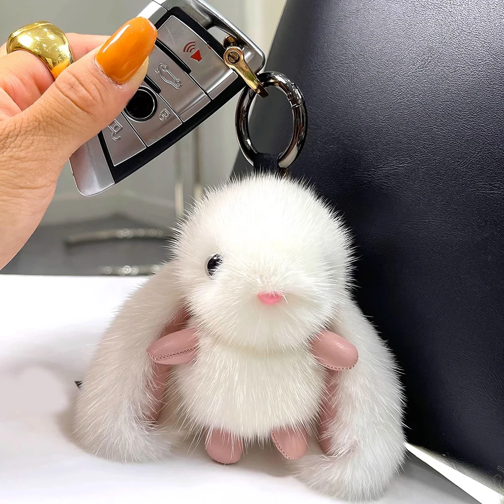 

Plush Bunny Keyring Mink Fur Doll Pendant Toys Keychain Bag Hanging Pendent Handbag Charm Ornament Pompom Plush Jewelry Gifts