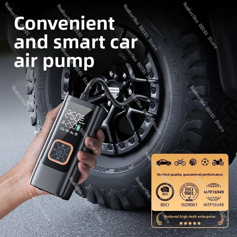 Portable multifunctional on-board air pump for cars, SUVs, motorcycles, bicycles and balls