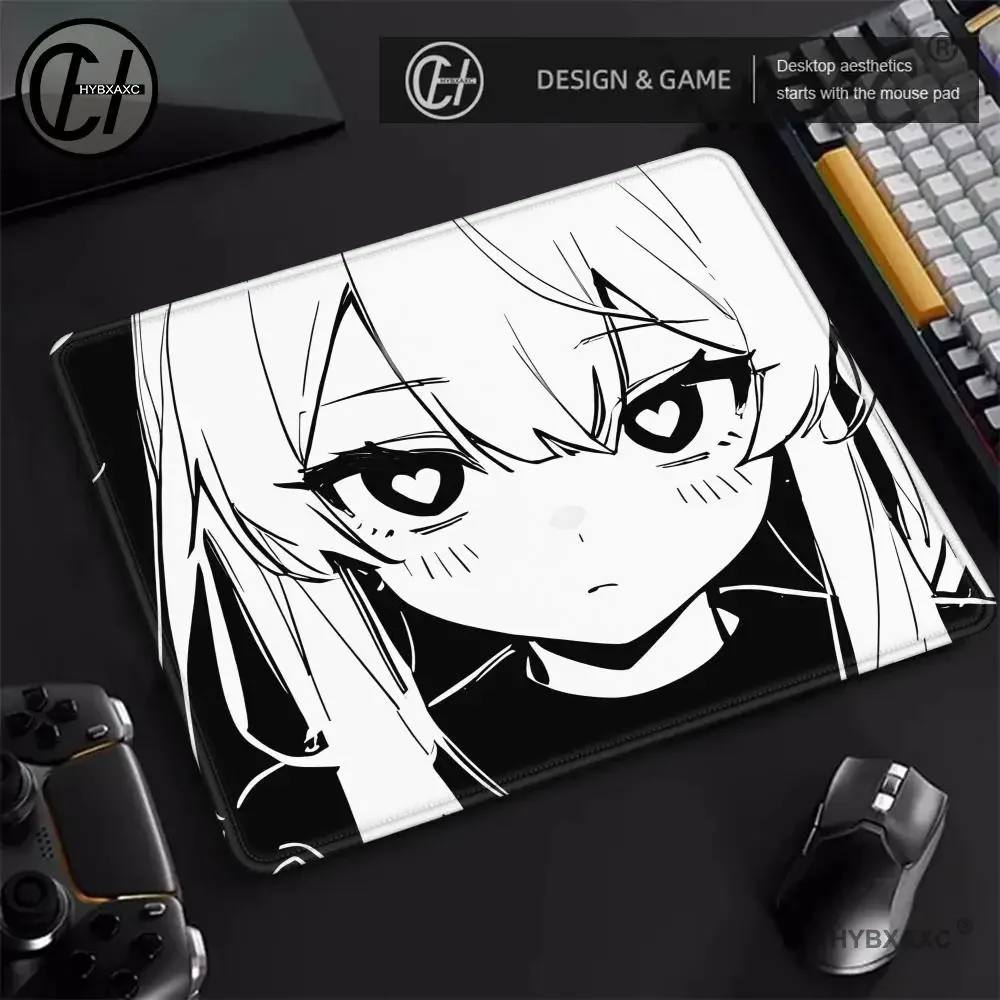 

Black and white girl Animation Beautiful patternsOffice Computer Desk Mat Table Keyboard small Mouse Pad Laptop Cushion Decor