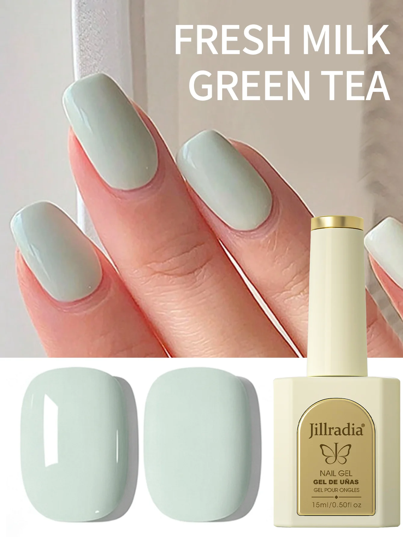 1 Stück 15ml Milchgrüner Tee Gel-Nagellack Starter Pure Soak Off No Wipe Nagelgel-Lack Geeignet für Alle Jahreszeiten