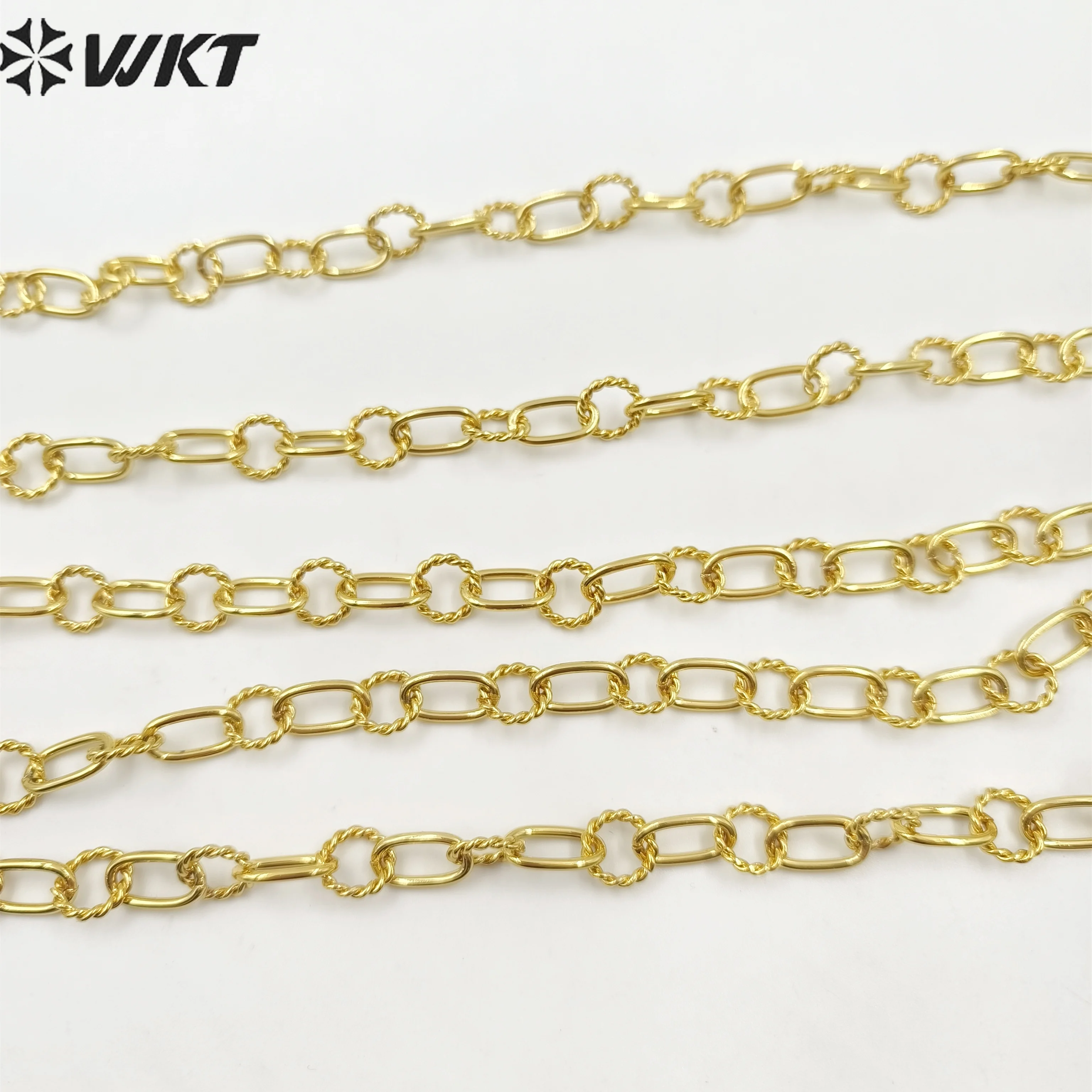 

Оптовая продажа, модная новая Экологически чистая позолоченная Ювелирная цепочка ручной работы из желтой латуни, 18 К