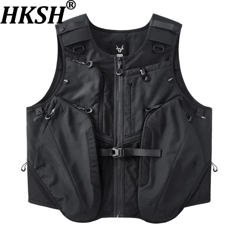 HKSH Spring Summer New Men Trendy Deconstructed Multi-Pocket Dark Vest Functional Outdoor Waistcoat Ins Spliced Techwear HK16620