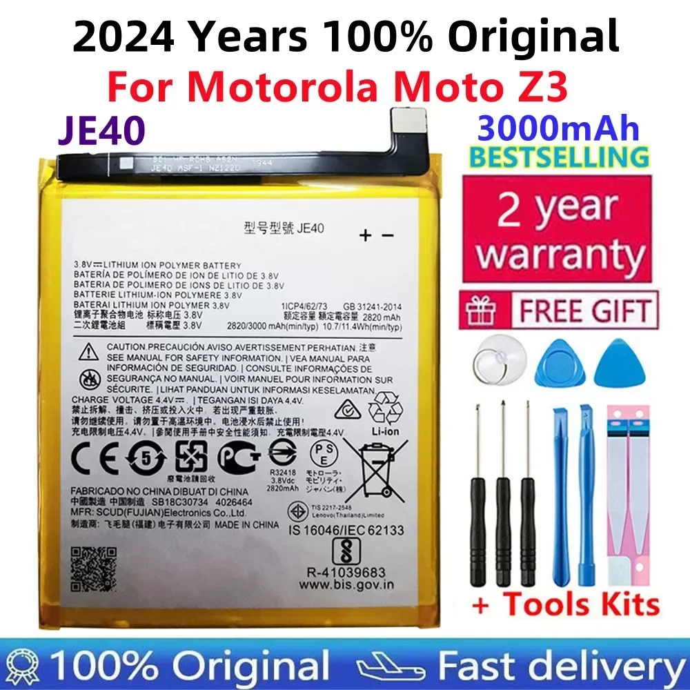 100% Original New 3000mAh / 11.4Wh JE40 Phone Replacement Battery For Motorola Moto Z3 JE40 Batterie Bateria Batterij Batteries велобандана buff original nubra multi 120708 555 10 00