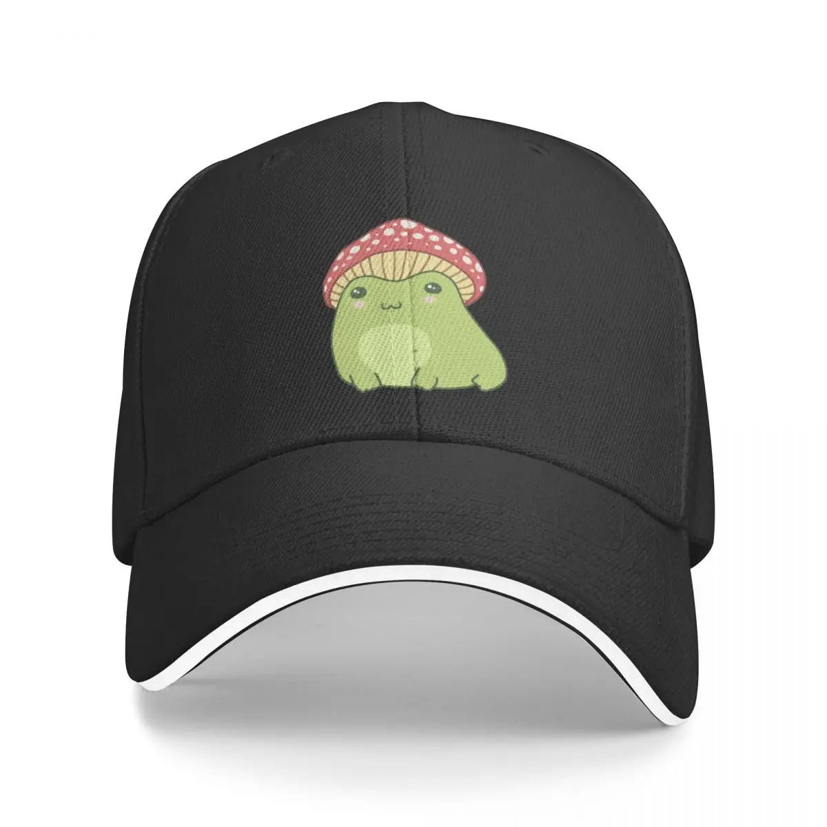 Kawaii Frog with Toadstool Mushroom Hat - Cottagecore Aesthetic Forg - Amanita Muscaria Toadstool Lover - Edgy Kid Baseball Cap