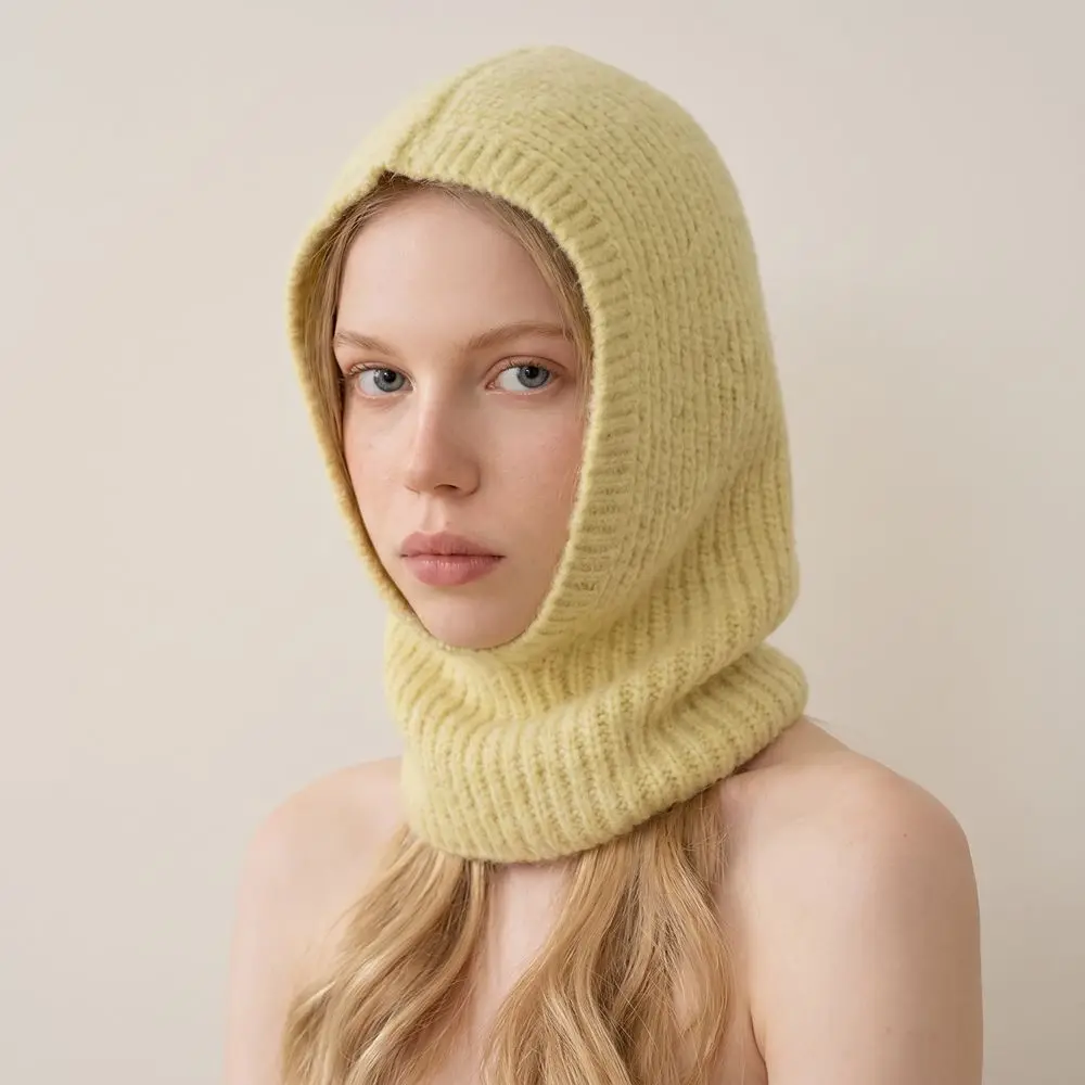 Cute Alpaca Wool Balaclava Hat Wool Blend Fleece Knitted Hat Solid Color Soft Ear Protection Hat Winter/Autumn