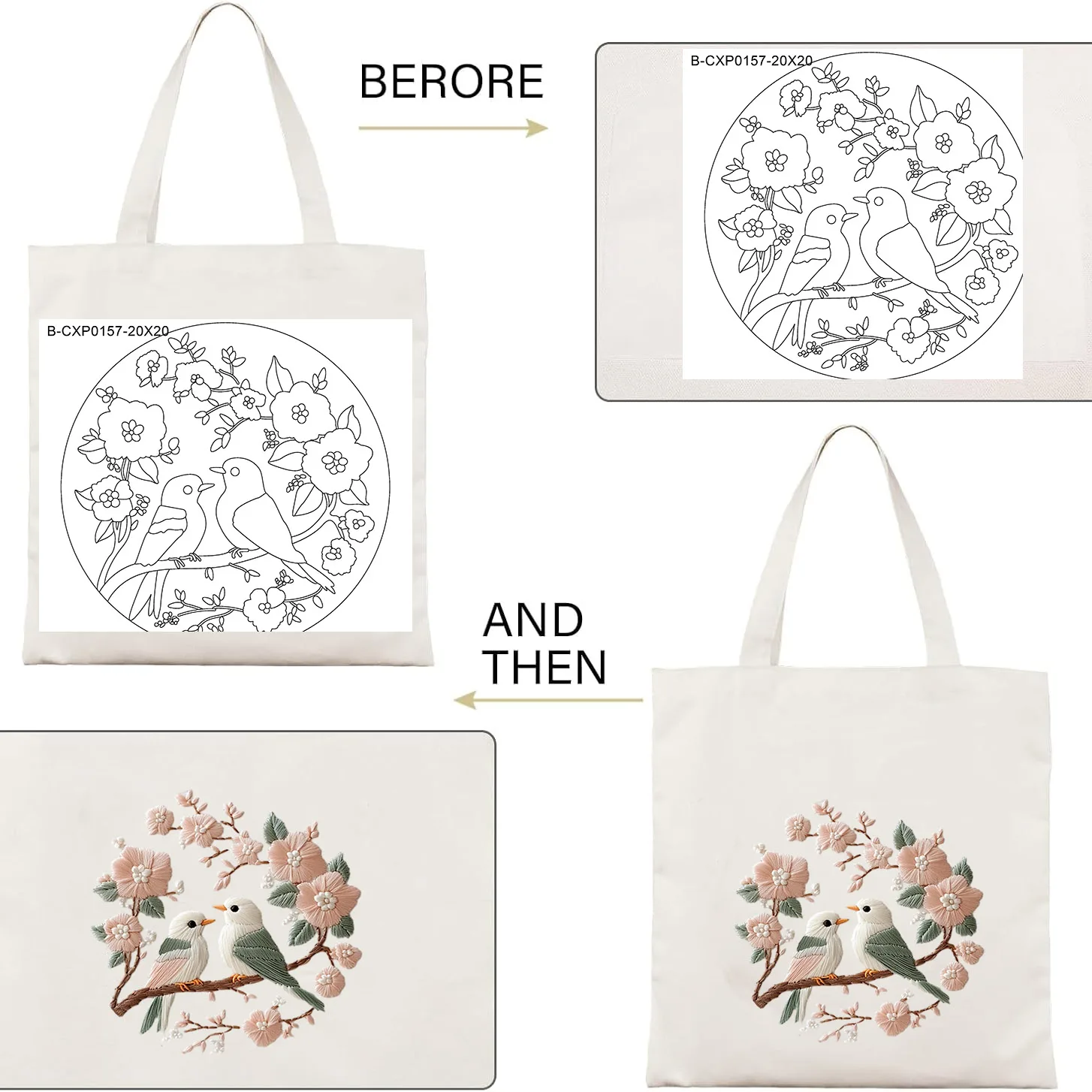 الوردي الطيور حقيبة التطريز كاتب كيت DIY كيت الخياطة الفن إبرة الفن الحرفية اللوحة