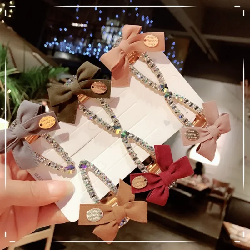 

Flannel Bow Hair Clip Women Hairpin Korea Women Shiny Crystal Alloy Bow-knot Barrette Hair Accessories Hairgrip Spring Clip 머리핀