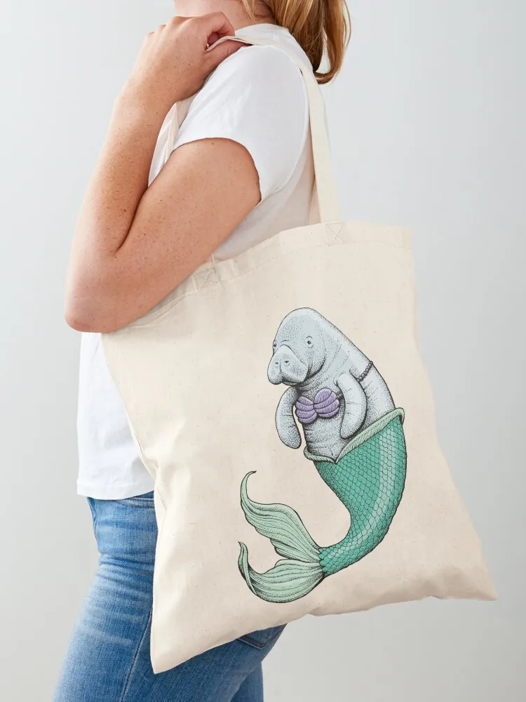 

Manatee Mermaid Tote Bag Gift bags custom canvas bag shopper bag woman Canvas stote