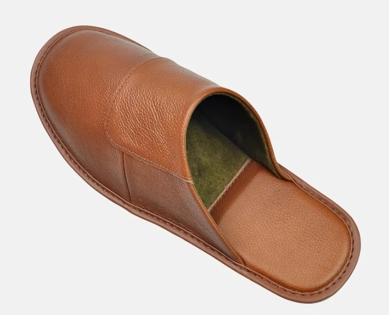 

Head Layer Leather Open-Toe & Insole All-Genuine-Leather Slippers | Home Indoor Spring/Autumn All-Season Unisex Elderly Non-Slip