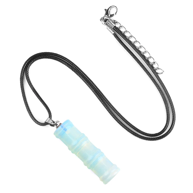 QIMOSHI Opalite النساء الخيزران عقدة حجر قلادة قلادة 40 مللي متر أحجار كريمة مفكوكة حبة سحر شفاء كريستال الحرف المختنق #1