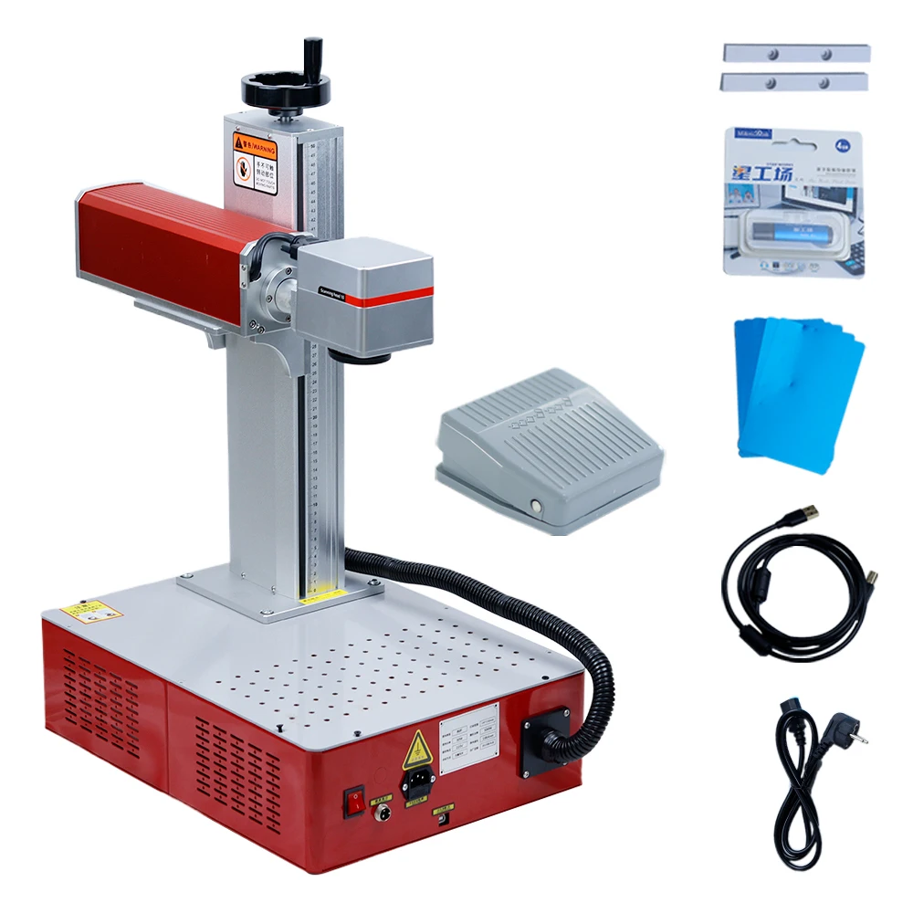 JPT MOPA M7 100W 60W Fiber Laser Metal Cut Colorful Marking Printer Engraver Machine with Ring Rotary Axis for Gold Silver