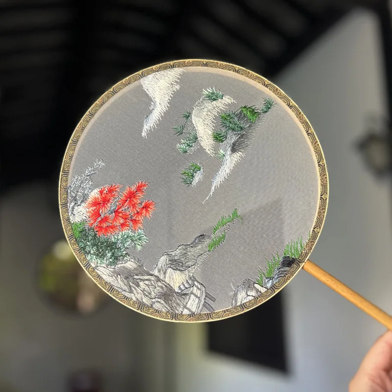 1PC Round Fan Ancient Style Embroidery Double-sided Hanfu Cheongsam Accessories Chinese Style Decorative Crafts