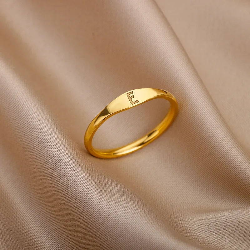 Stainless steel gold 26 letter ring fashionable simple trendy women's accessories  R005