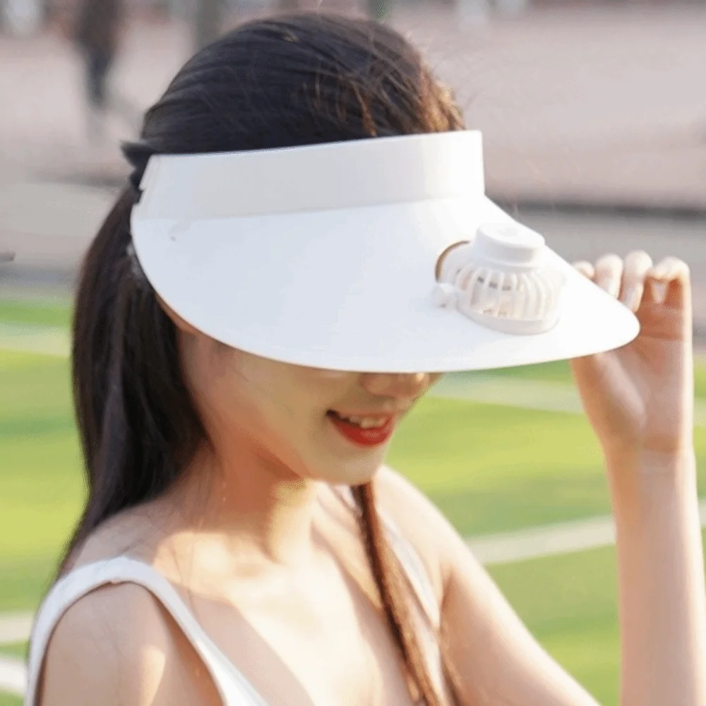 Three Temp Settings Cooling Fan Hat Breathable Design Adjustable Empty Top Cap Lightweight Built-in Fan Sun Hats Sports Events