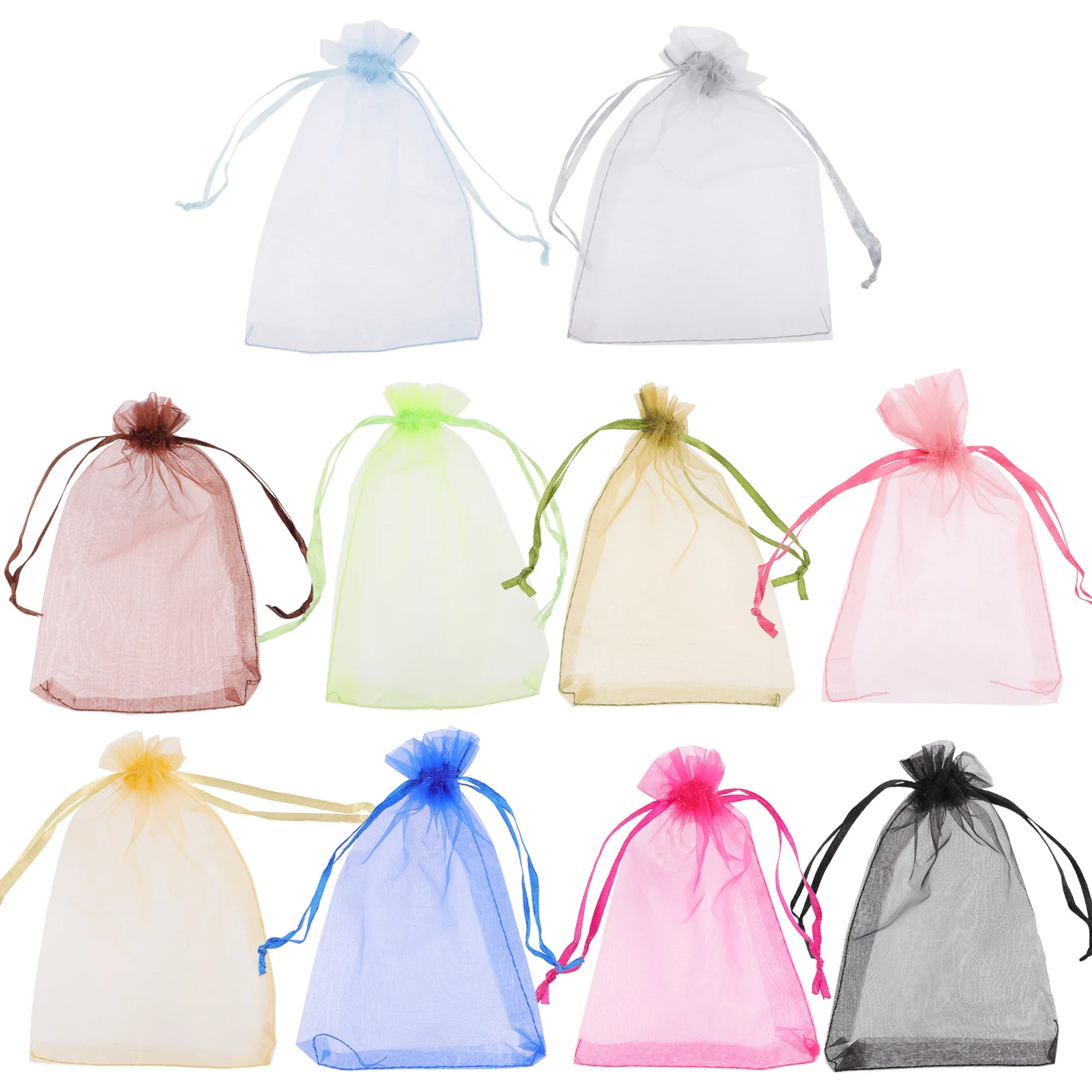 

100 pcs Gift Bags Organza Small Jewelry Candy Favour Pouches Drawstring Christmas Party Favor Storage Elegant Packaging Solution