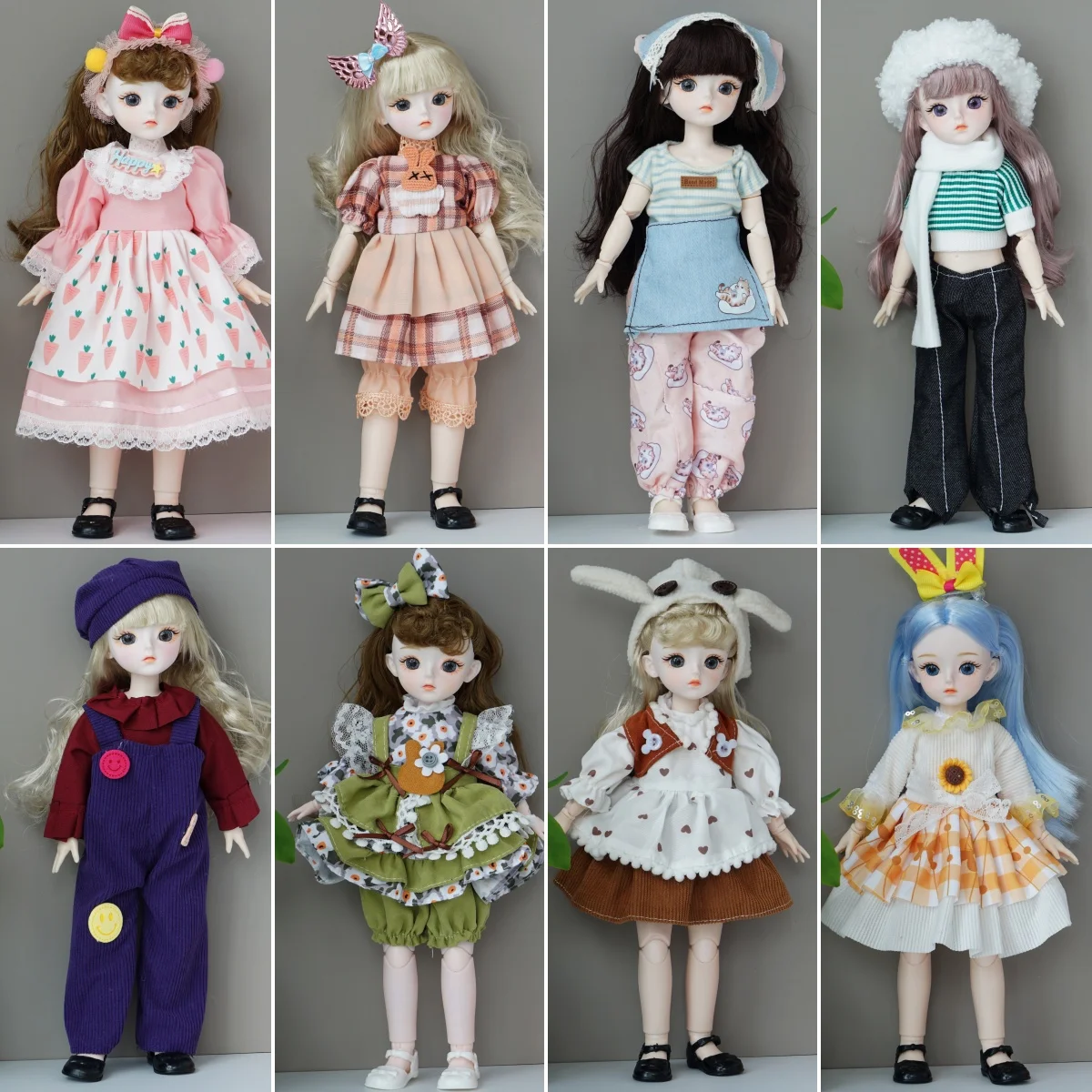 1/6 BJD Doll 28cm 11 Inch Multi-joint Moveable Full Set Outfit Cute Girl Dress Up Toy Desktop Photography Decor Birthday Gift
