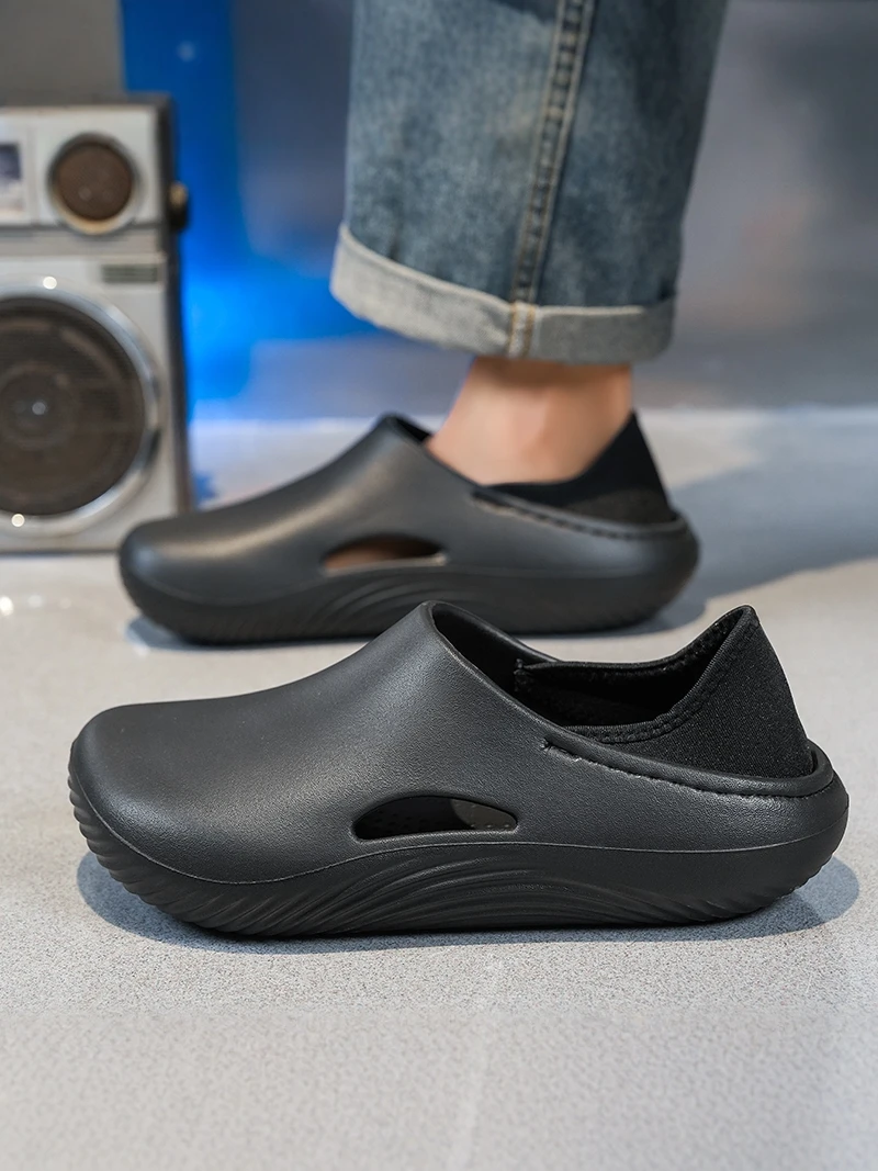 

Men's Summer Thick Bottom Slip-On Shoes Waterproof Non-Slip Wear-Resistant Driver Casual Sports Sandals Breathable EVA Material