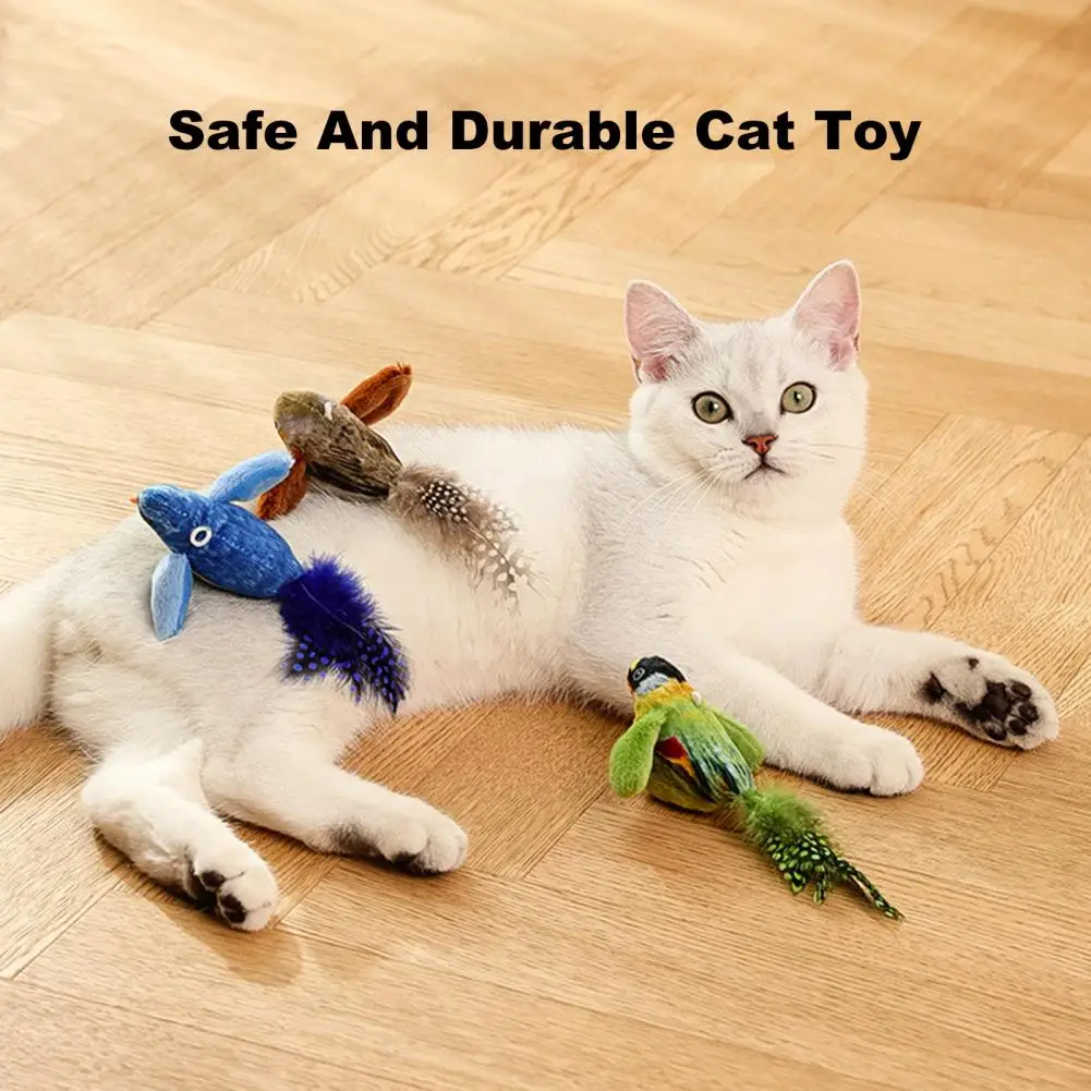 13*6cm Chirping Birds Cat Toy Interactive Flapping Wings Plush Birds Toy Battery Operated Stimulate Animal Kitten Pet Cat Toys