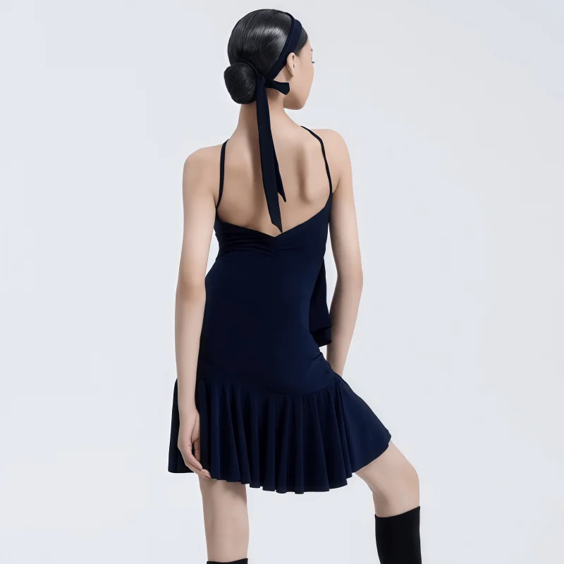 customized women's adult girls Latin dance practice costume sleeveless one-piece camisole dress professional national standard