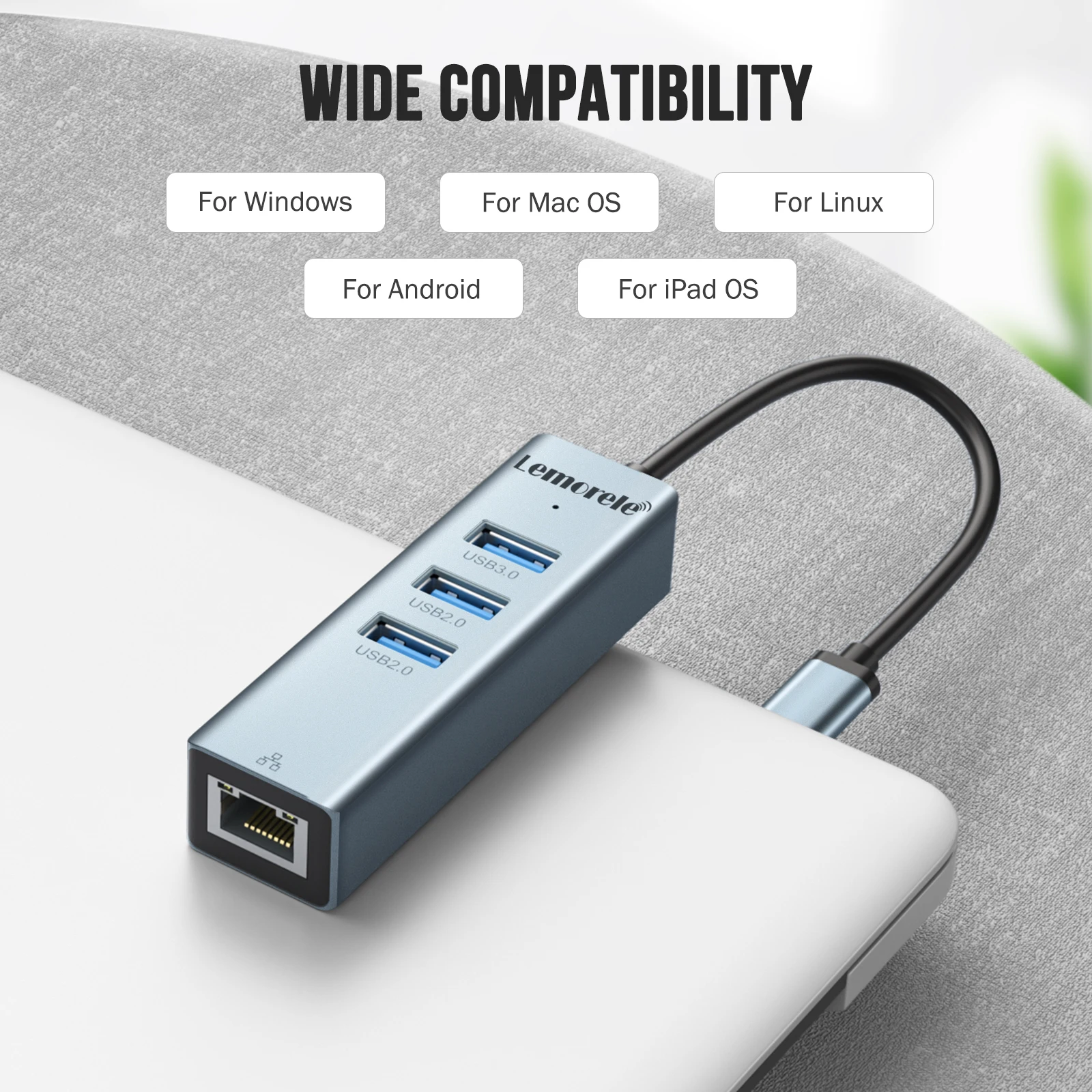 

Lemorele 4-in-1 USB Hub USB Type-C Compatible Laptop Dock Station For Macbook Pro Air RJ45 100M Docking station Accessories