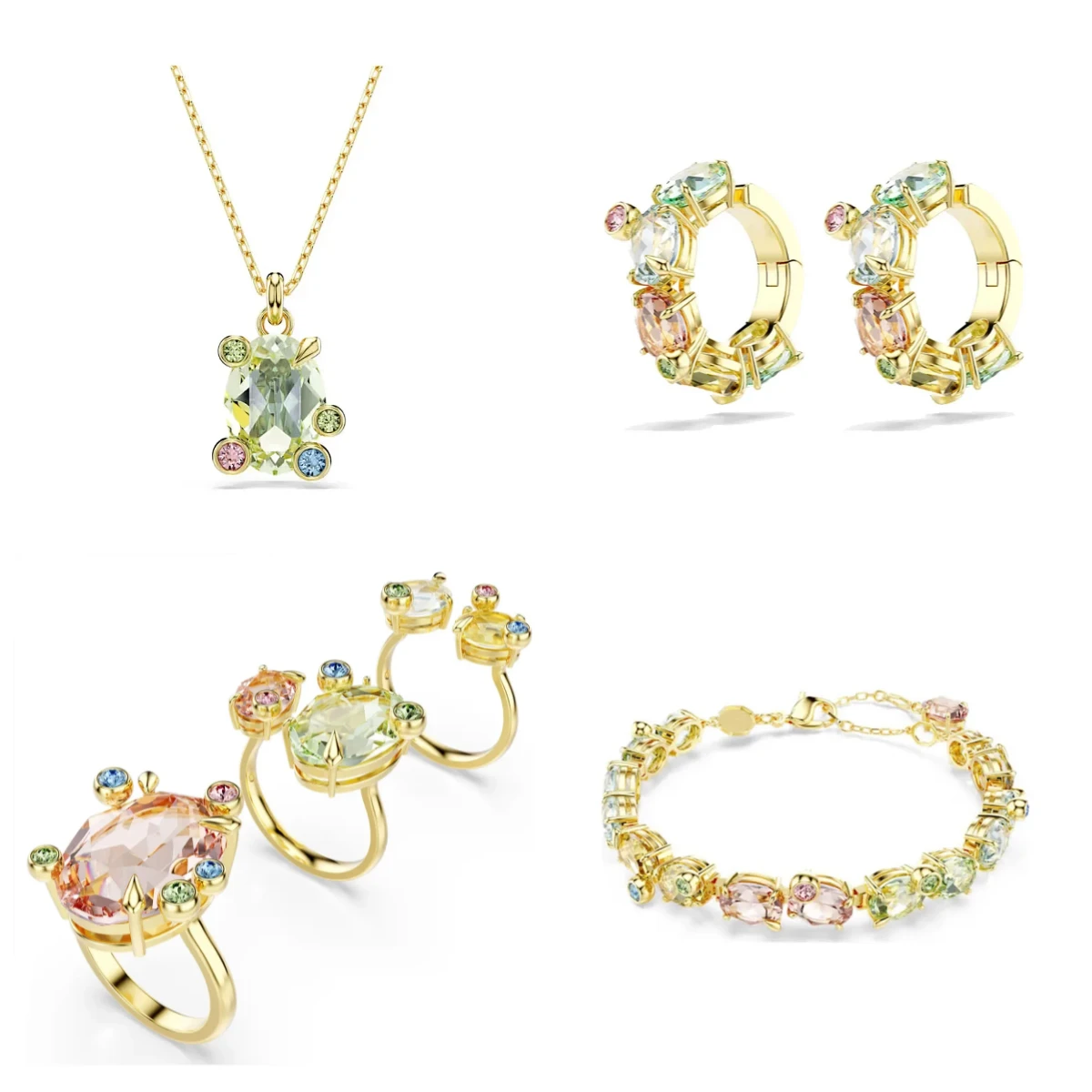 

Original Charm 2025 New Zircon Crystal Fine Jewelry Set for Women Ambilight Candy Earrings Necklace Bracelet Romantic Gift