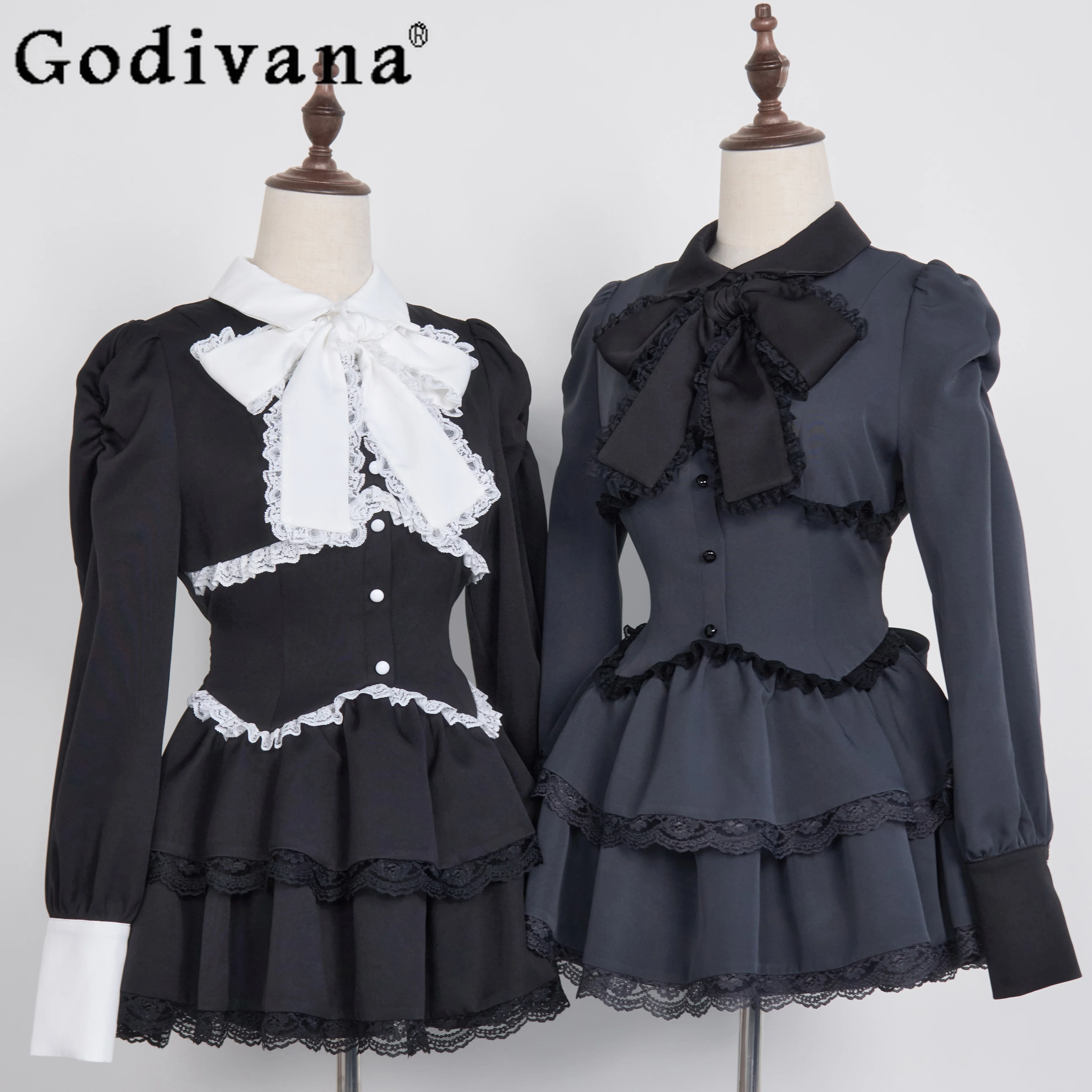 

Y2K Subculture Mass-Produced Lace Bow Dress Top Original Japanese Style Sweet Cool Girl Versatile Outfit